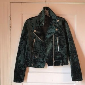 Crushed emerald green velvet jacket